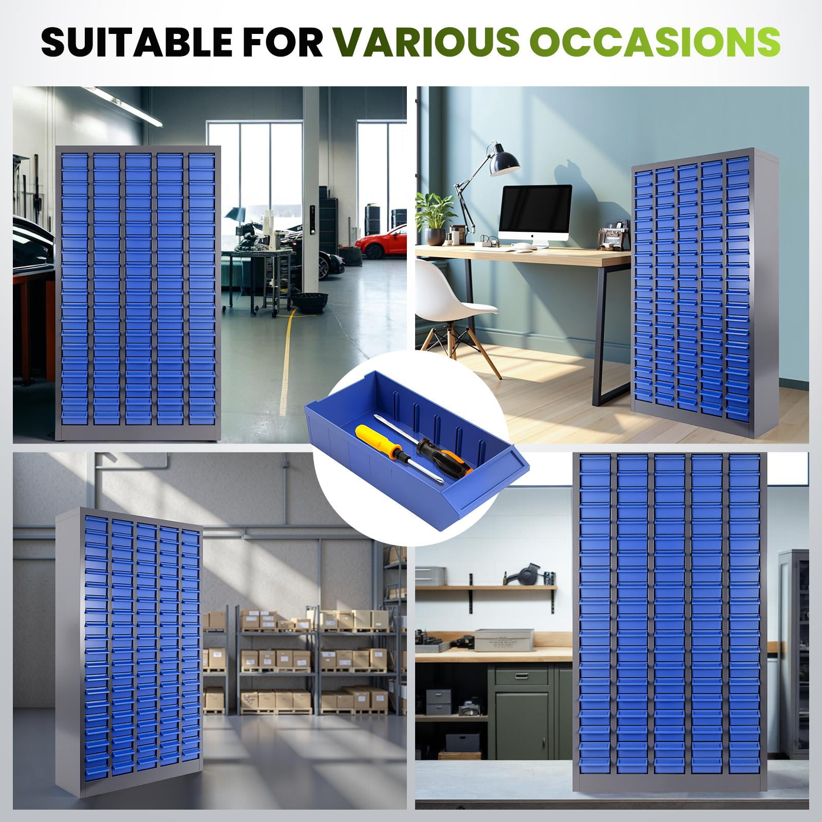 100 Drawers Parts Storage Cabinet, Hardware Tool Cabinet with Dividers and Labels, Tool Storage Cabinet with Plastic Drawers, Nut and Bolt Organizer for Garage Workshop Organization