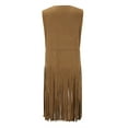thumbnail image 3 of Oplxuo Women's Long Fringe Vest 70s Hippie Cardigan Sleeveless Cowgirl Western Faux Suede Tassel Leather Outerwear, 3 of 7