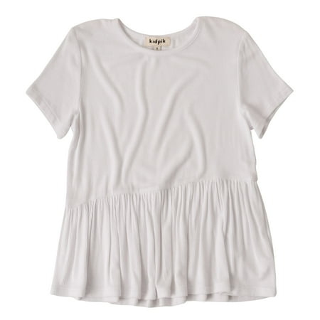 

KIDPIK Girls Short Sleeve Ribbed Peplum Top Size: 2T - XXL (16)