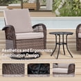 thumbnail image 6 of Wiilayok 3 Pieces Outdoor Swivel Glider Rocker Bistro Set, PE Wicker Rattan Patio Furniture Set, Rocking Chairs for Porch Deck Backyard, Beige, 6 of 9