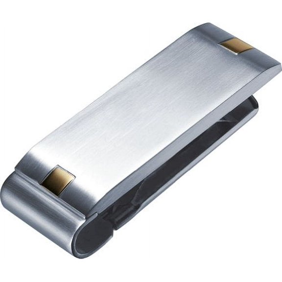 Visol Mens Andromeda Stainless Steel and Gold Plated Accents Money Clip, Silver, Regular