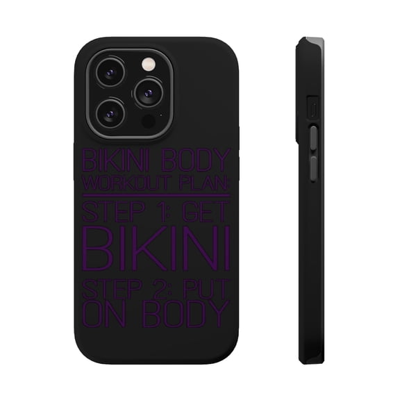 DistinctInk Tough Case for Apple iPhone 15 PRO (6.1" Screen), Compatible with MagSafe Charging - Bikini Body Workout Plan Get Bikini Put On Body