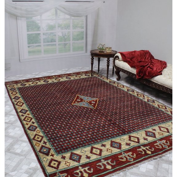 Balochi Khabir Red/Ivory Rug, 6'6" x 9'9"