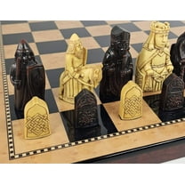 Large Isle of Lewis Chess Set 3 1/4" King with 18" Walnut Color Board