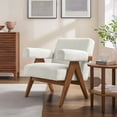 thumbnail image 2 of Armchair Accent Chair, Ivory White, Fabric, Wood, Living Kitchen Cafe Bistro Hospitality Restaurant, Modern Contemporary HB36178, 2 of 9