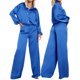 thumbnail image 5 of SAYOO Blusa de satén de manga larga y pantalones de bolsillo SAYOO  moda, 5 of 6