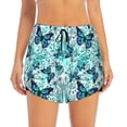 thumbnail image 2 of Vsdgher Blue Floral with Butterflies Print Women's Running Double Layer Shorts High Waisted with Pockets Elastic Yoga Workout Athletic Gym Sports, 2 of 8