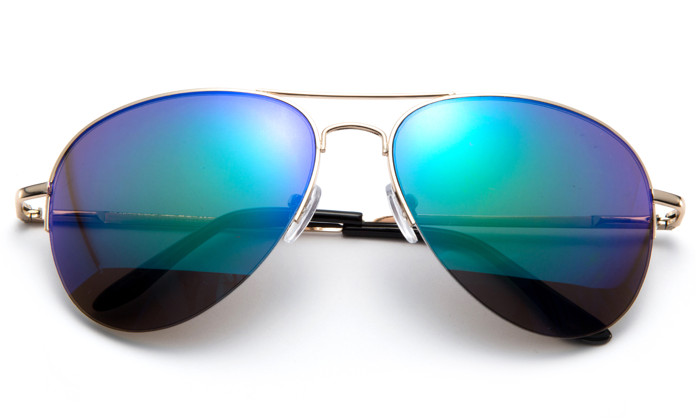 Newbee Fashion -Classic Aviator Sunglasses Flash Full Mirror lenses Semi Half Frame for Men Women with Spring Hinge UV Protection - image 2 of 2