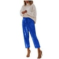thumbnail image 4 of Qulqfy Womens Sequin Pants High Waist Shapewear Party Fashion Blue Pants L, 4 of 7