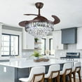 thumbnail image 6 of FINE MAKER 42" Luxury Crystal Ceiling Fan with Light Black Finish LED Chandelier with Fan Remote 3 Color 3 Speed Invisible Fandeliers Light Fixture for Living Room,Dining Room, 6 of 13