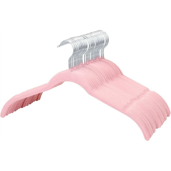 KitchenKey 50 Pack Velvet Shirt Hangers for Women, 16.5'' Suit Hangers with 360° Swivel Hook, Non-Slip Coat Clothes Hangers for Tank Top, Shirts, Dress, Blouses, Strappy Dresses (Pink)
