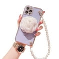 thumbnail image 1 of iPhone 11 Pro Max Heavy Duty Case Wrist Chain Bracelet Luxury Flower Style Cover - Purple, 1 of 5