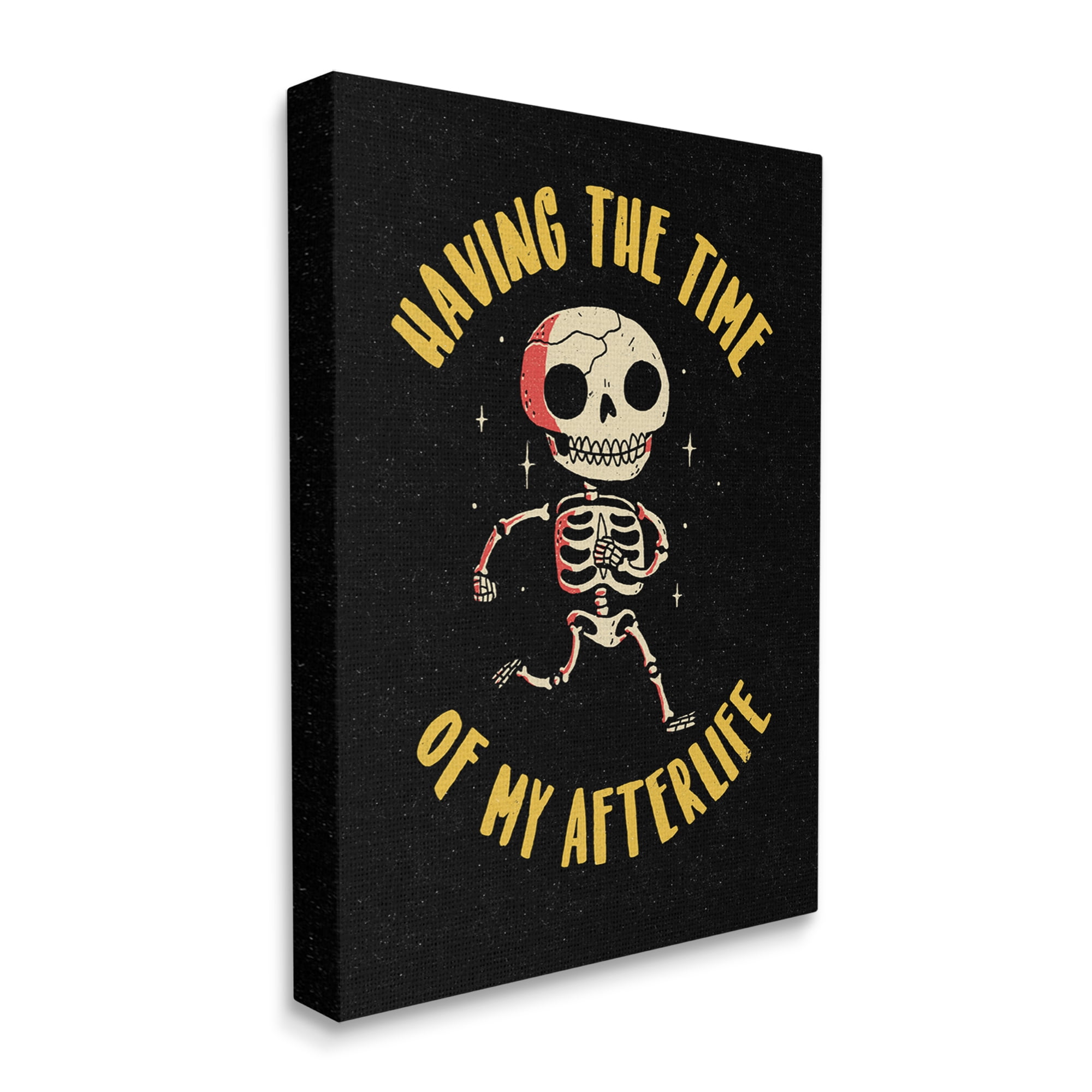 Stupell Industries Time Of My Afterlife Witty Skeleton Smiling Sparkles Canvas Wall Art, 24 x 30, Design by Michael Buxton