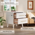 thumbnail image 7 of Queen Upholstered Platform Bed Frame with Headboard and 4 Wood Dressers (2,5,6 Drawer) - Modern Bedroom Furniture Set with Sturdy Slats, Noise Free - Beige & White, 7 of 7