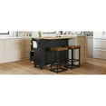 thumbnail image 3 of Kitchen Island with Seating - Includes 2 Stools, Adjustable Shelf, and Storage, Rubberwood Drop-Leaf Design for Dining Room and Kitchen, 3 of 31
