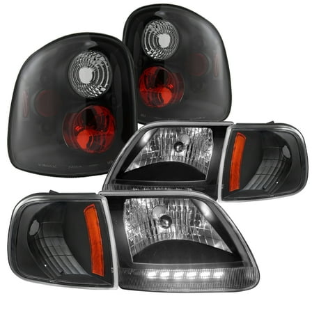 Spec-D Tuning for Ford F150 Euro LED Black Headlights, Corner Lights, Tail Lights