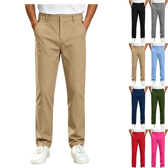 DJDLJWCJ Boys School Unofrom Pants Straight Leg Solid Color Dress Pants Side Pocket Pull On Suit Pants Khaki Size 5T