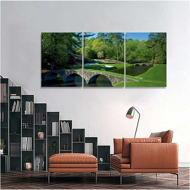 Canvas Prints Augusta National Golf Course 12th Hole Posters Paintings Wall  Art Pictures 3 Pieces for Office Golf Club Decor With Inner Frame