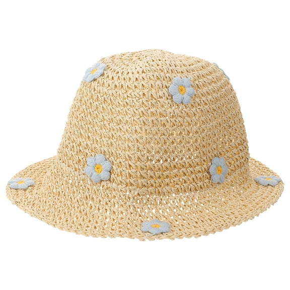 WORGEOUS  Small Flower Straw Hat Sun Hats for Women Wide Brim Seaside Miss