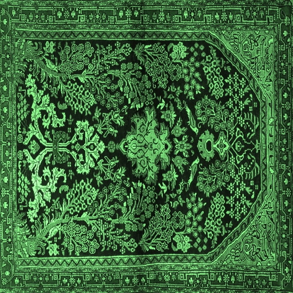 Ahgly Company Indoor Square Persian Emerald Green Traditional Area Rugs, 6' Square