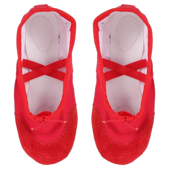 ETEREAUTY 1 Pair Red Ballet Shoes with Elastic Band, PU Material, Comfortable Footwear for Yoga and Dance Practice