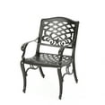 thumbnail image 5 of Cast Aluminum Round Outdoor Dining Table with Umbrella Hole and 4 Wrought Iron Chairs Weather Resistant Patio Set for Backyard and Garden, 5 of 9