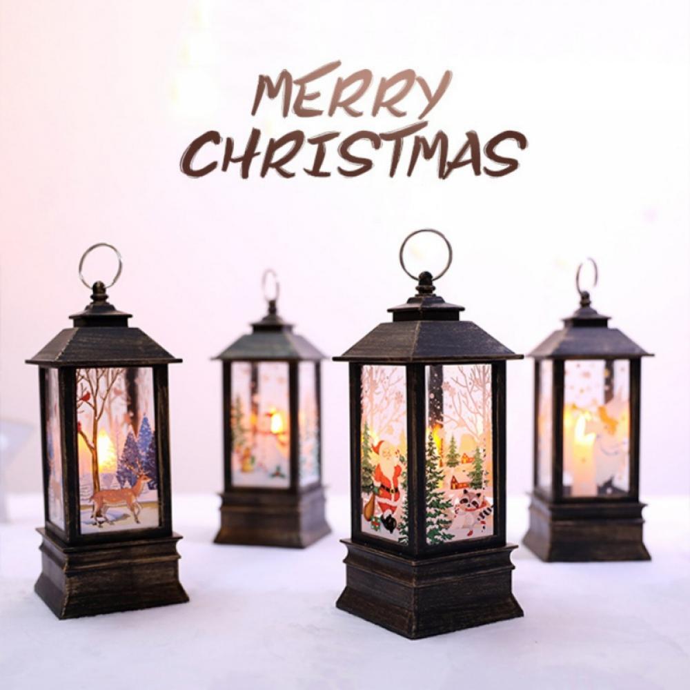 Christmas Lanterns with LED Lights - Decorative Snowman Hanging Lantern