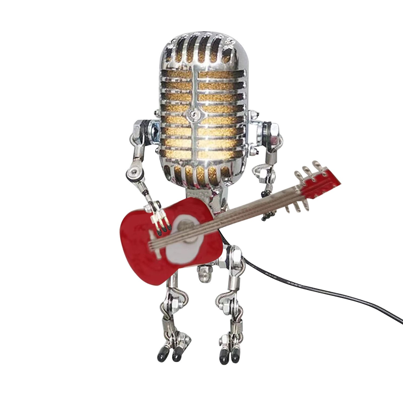 SDJMa Desk Lamp,Handmade Vintage Microphone Guitar Robot Table Lamp LED Bulbs Wall Lamp Home Desktop Decoration - Height 8.5 inch,Width 4 inch and Depth 3 inch - image 3 of 8