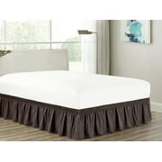 Heavy Duty Elastic Wrap-Around 18" Drop Dust Ruffled Bed Skirt Cover Brown Coffee Chocolate King