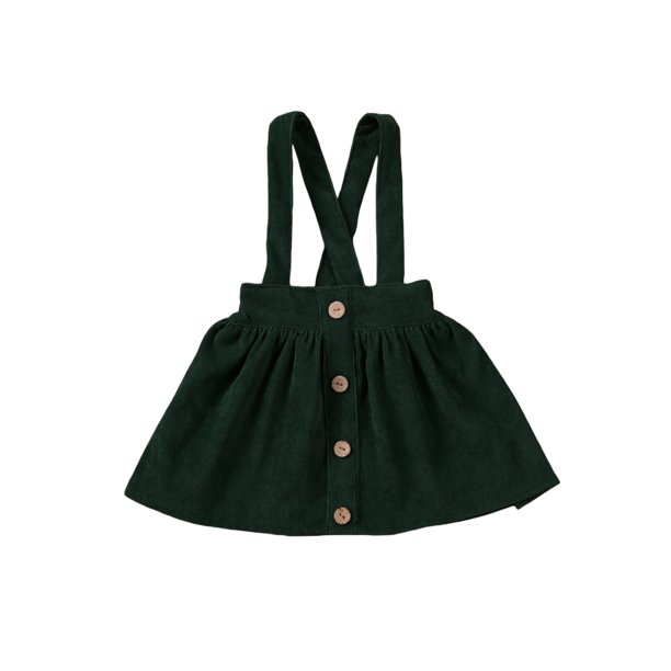 Little Toddler Girl Corduroy Ruffle Suspender Skirt Basic Plain Cotton