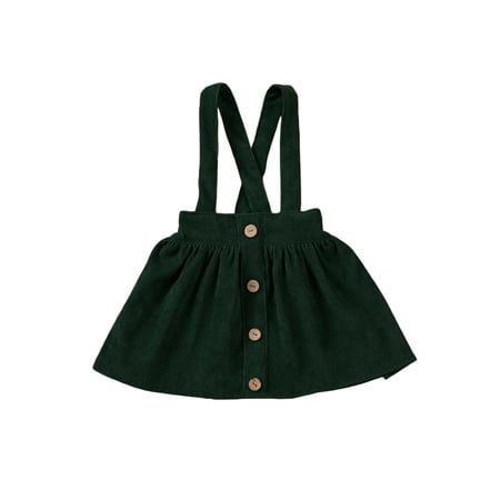 

Toddler Baby Suspender Skirt for Girl Corduroy Ruffled Strap Overall Dress Fall Winter Adjustable Strap Button Skirt 1-6 Years