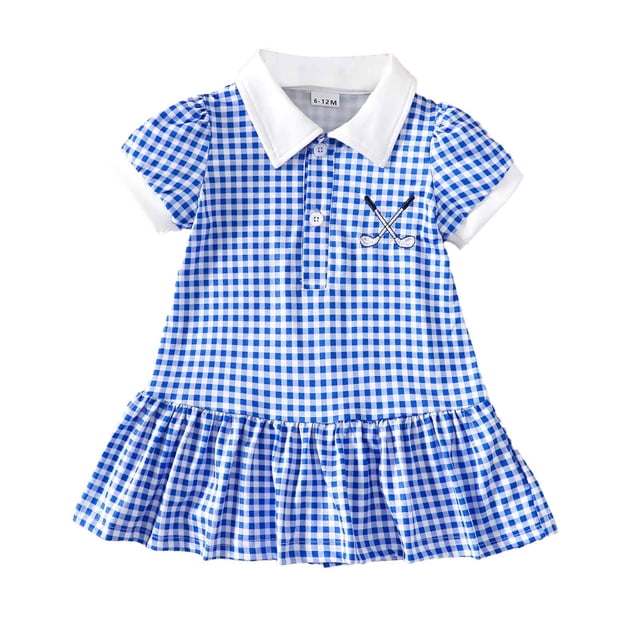 DuoJiaJ Robe Princesse à Carreaux à Manches Courtes pour Tout-Petites Filles, Robes Décontractées Taille 3-4 Ans