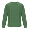thumbnail image 3 of YLSDY Mens Sweater Plus Size Cable Knit Pullover Jumpers Classic Long Sleeve Crew Neck Twist Textured Casual Sweaters Green XXXL, 3 of 5
