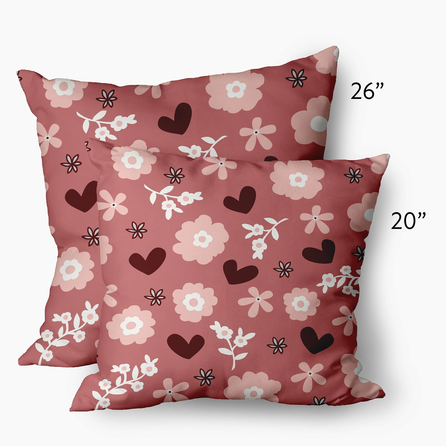 Simply Daisy 20 inch Flowery Love Valentines Indoor/Outdoor Throw Pillow