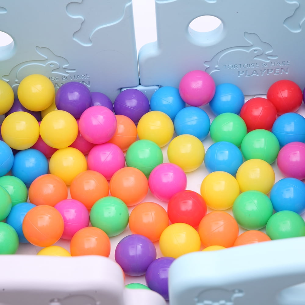 Kepooman 100 Pcs 2.7" Kids Non-Toxic PE Plastic Play Ball with 6 Bright Colors in Reusable & Durable Storage Mesh Bag