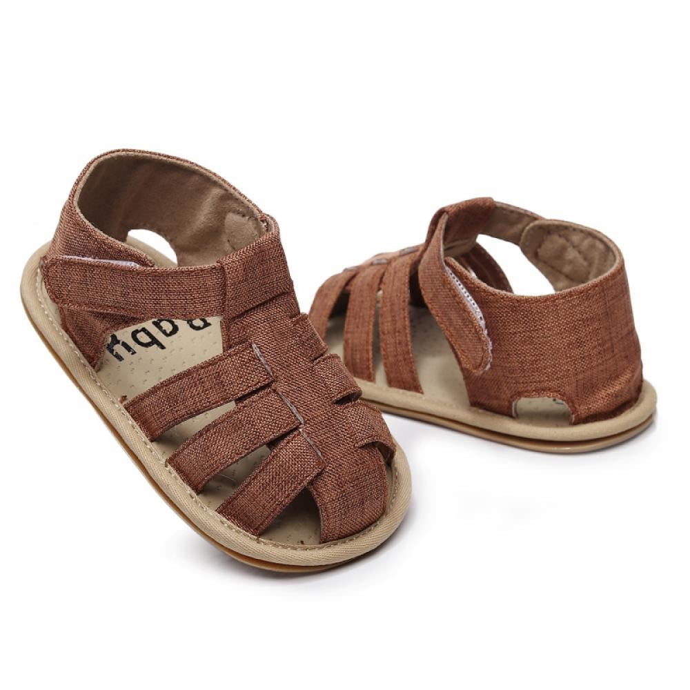 MIKEY genuine Leather sandal 6-24mths rubber sole baby toddler shoes boys brown 