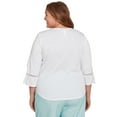 thumbnail image 2 of Alfred Dunner Womens Plus-Size Lace Patchwork Embellished Sleeve Top, 2 of 4