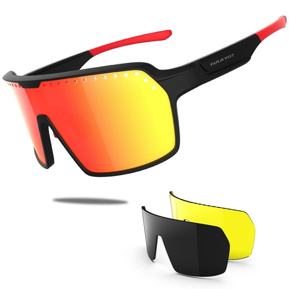 HAAYOT Sunglasses Polarized UV Protection Retro Trendy Designer Sun Glasses Men Women Sand Black & Red