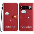 thumbnail image 2 of JTCASES for Google Pixel 8 Pro Wallet Case, Lovely Cat Pattern PU Leather Shockproof TPU with Card Slots Cash Pocket Magnetic Closure Removeable Wrisr Strap Stand for Google Pixel 8 Pro, Red, 2 of 8