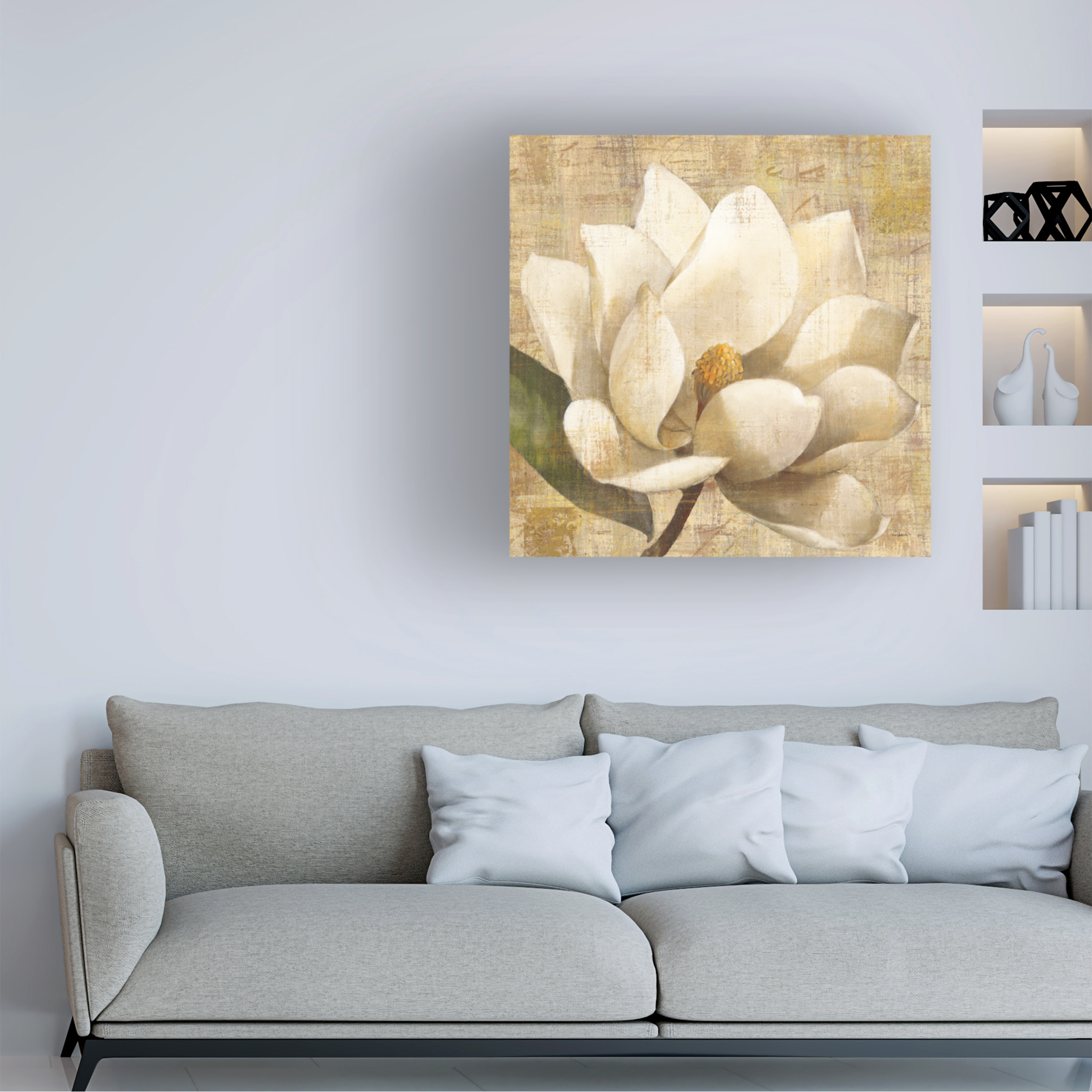 Trademark Fine Art 'Magnolia Blossom on Script' Canvas Art by Albena Hristova