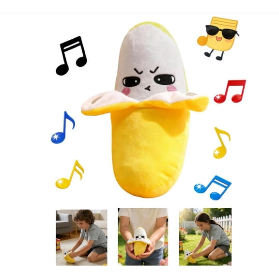 2026 New Banana Toy Interactive Plush Toys with Sounds, Soft Plush Toys Musical Interactive Toy, Ideal Holiday & Birthday Gift