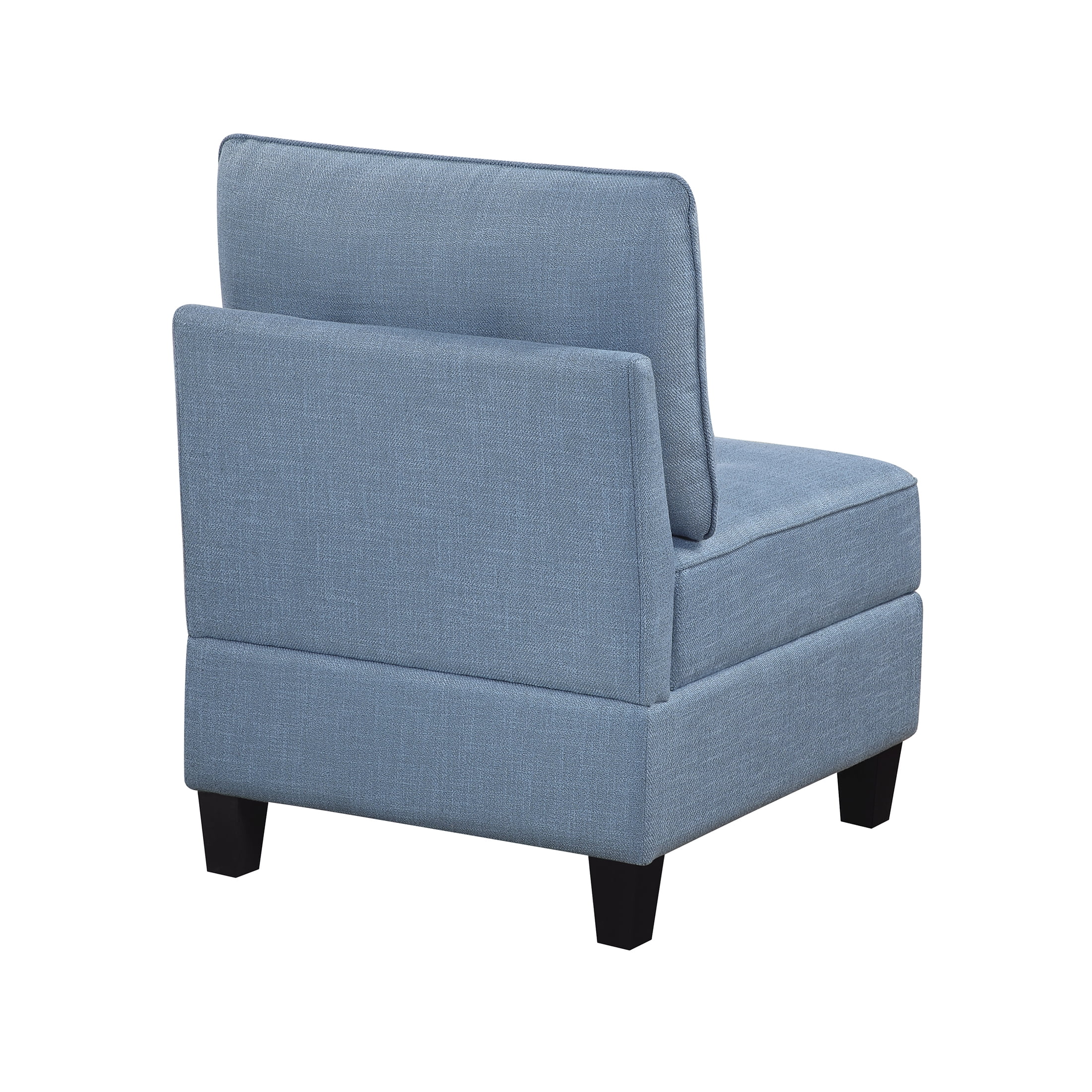 OakvillePark Silvercross Textured Fabric Armless Chair with Storage, Module for Modular Sectional Sofa, Blue