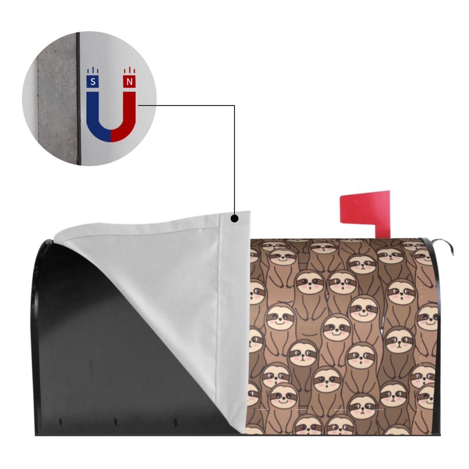 Hirioo brown sloth family for Magnetic, Waterproof Mailbox Cover,Perfect for Fall, Winter, Spring, and Summer Outdoor Decor-21x18 in