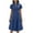 Sky Blue, variant on Vivianyo HD Women's Split Notch Neck Midi Dress, Summer Casual A-Line Dress for Women, With Short Sleeve and Full Front Button Placket, Women's L, Sizes S-2XL
