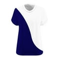 thumbnail image 6 of Plus Size Tops for Women Summer Casual V Neck Short Sleeve Color Block T-Shirts Loose Comfortable Tee (S, Navy), 6 of 6