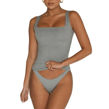 

Womens Basic Summer Vest Solid Sleeveless Tank Neck Pleated Bustier Cami Casual Crop Tops Streetwear
