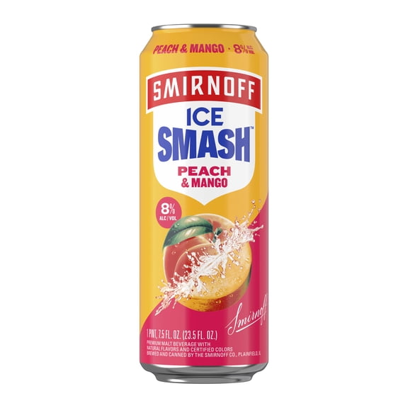 Smirnoff Ice Smash Peach Mango, Single Serve Can, 23.5 fl oz, 8% ABV