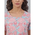 thumbnail image 7 of Jansaya Indian Round Neck Half Sleeve Floral Light Pink Cotton Western Dress For Women, 7 of 7