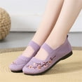 thumbnail image 6 of XIMIN Women's Flower Embroidered Slip On Knitting Flat Loafers Breathable Elastic Mesh Comfy Platform Non Slip Walking Nurse Shoes Casual Walking Sneakers (6.5, Purple), 6 of 9