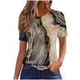 thumbnail image 2 of Puntoco Liquidación de camisetas cortas para mujer Camiseta estampada informal y de moda para mujer con cuello redondo y manga corta, 2 of 4